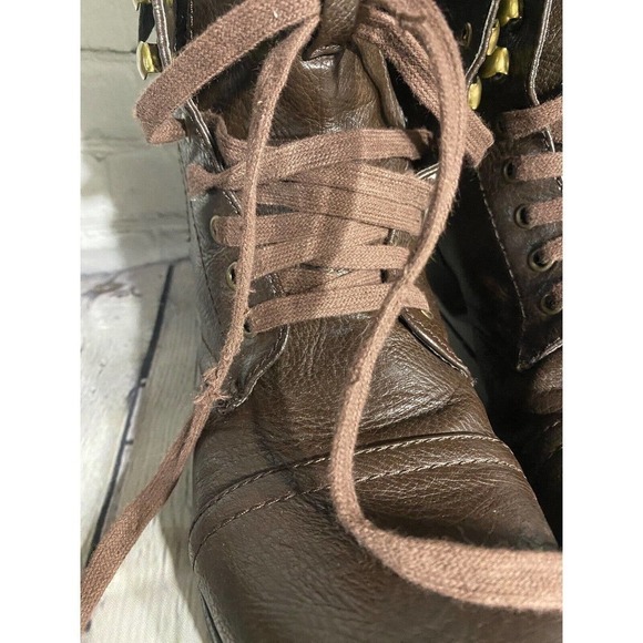 Crown Vintage brown leather combat boots size 10M - Picture 2 of 5